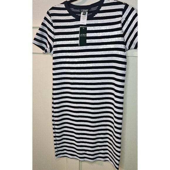 Ralph Lauren Dresses & Skirts - NWT Lauren Ralph Lauren Sequin Dress Sz XS Navy/White- Gorgeous!